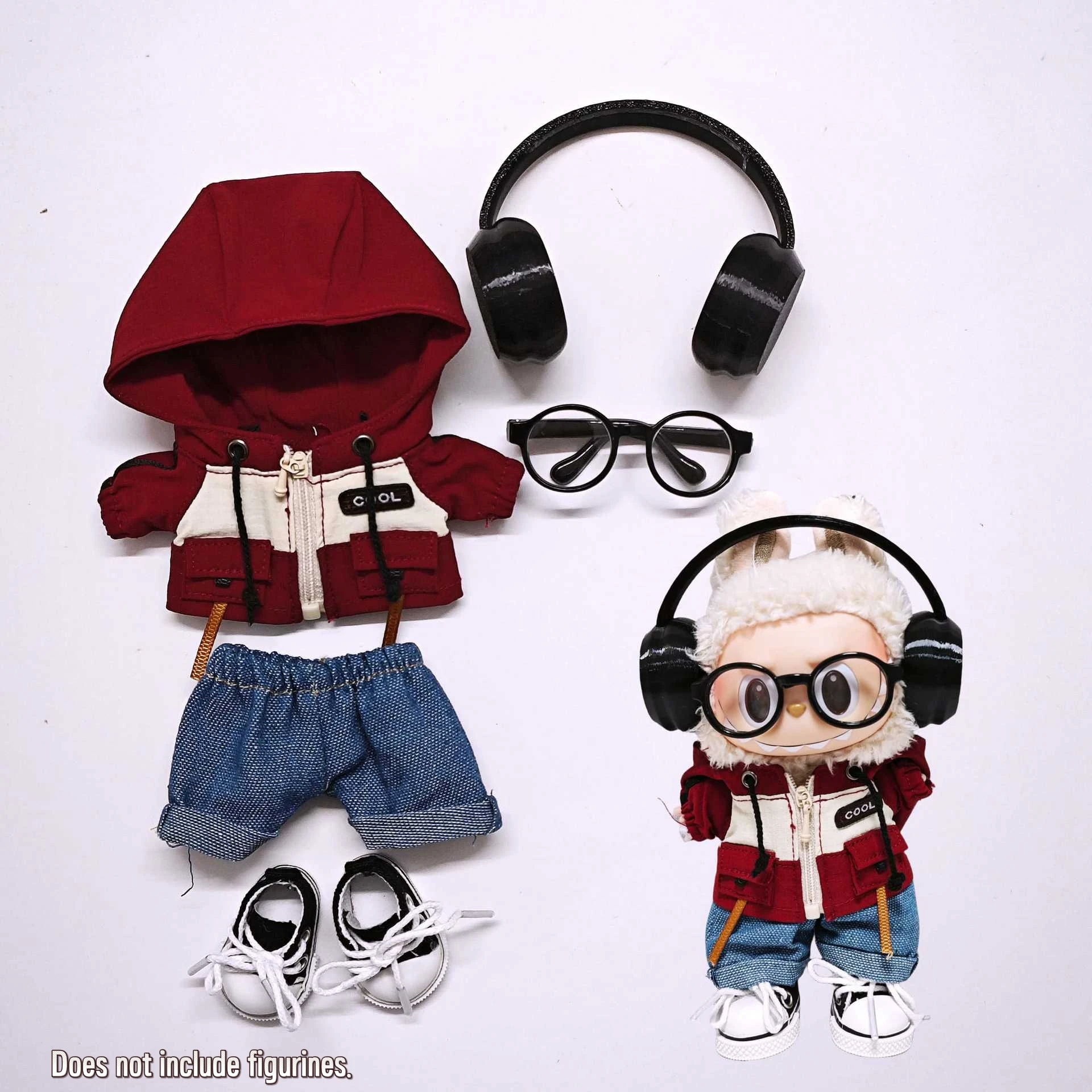 Set De Vêtements Pour Poupée Labubu 17 Cm - Sweat Bleu, Jean, Chaussures - Accessoires Déco Mignons