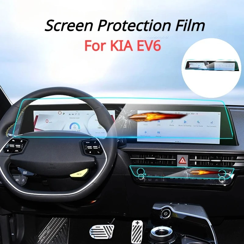 

For KIA EV6 Screen Protection Film Central Control Navigation LCD Dashboard Tempered Film for Air Conditioning Screen HD 2023