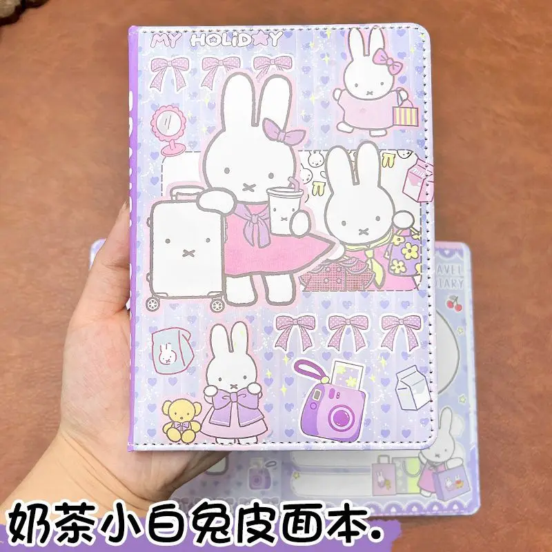 Kawaii Miffy Notebook Cute Cartoon Miffy Color Pages Notebook Cartoon Diary Notebook Soft Leather Handwriting Booklet
