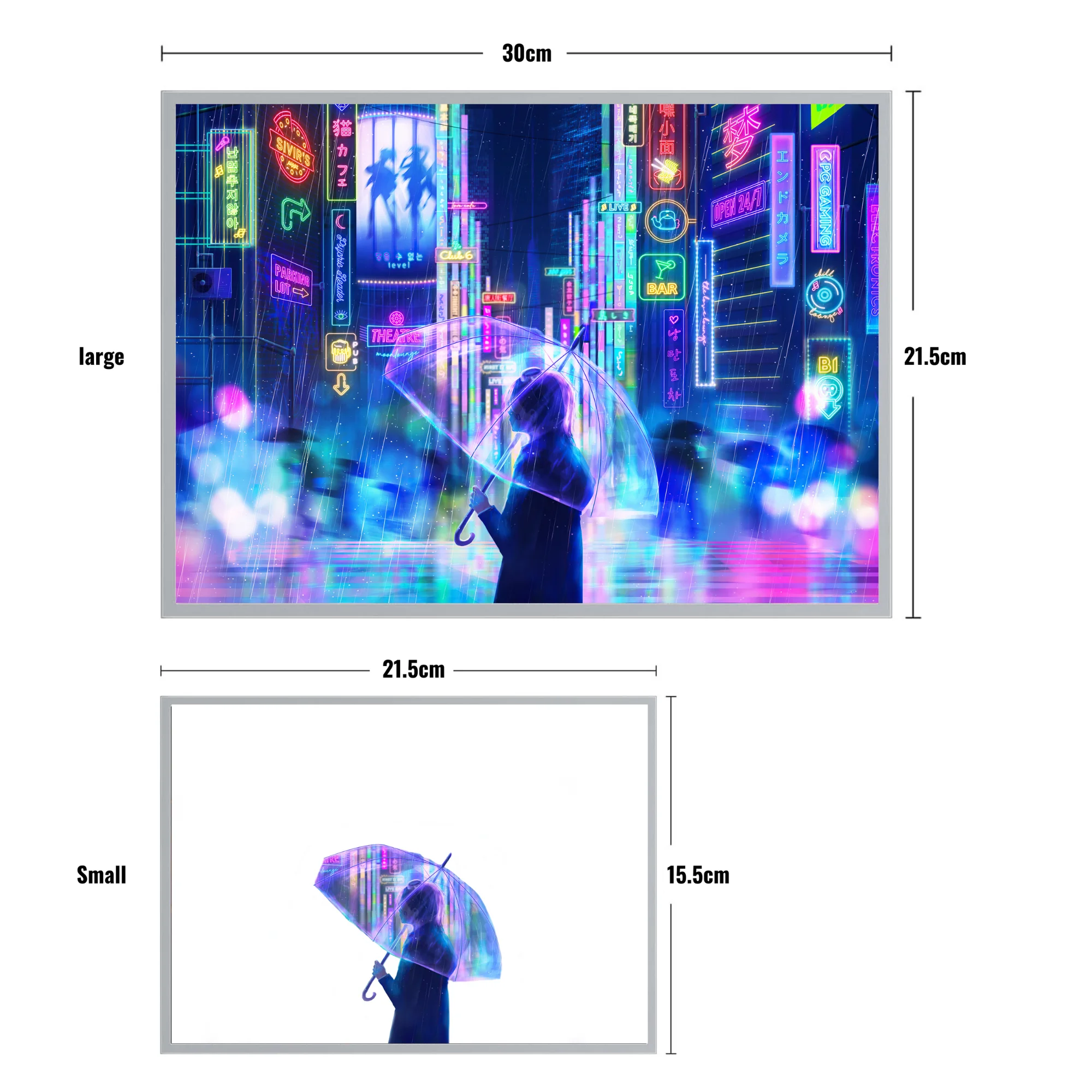 Peinture de néons LED Anime pour filles, photos HD, lunette étroite simple, prise de procureur, gradation, décoration d'intérieur unique, cadeaux, lampe d'humeur