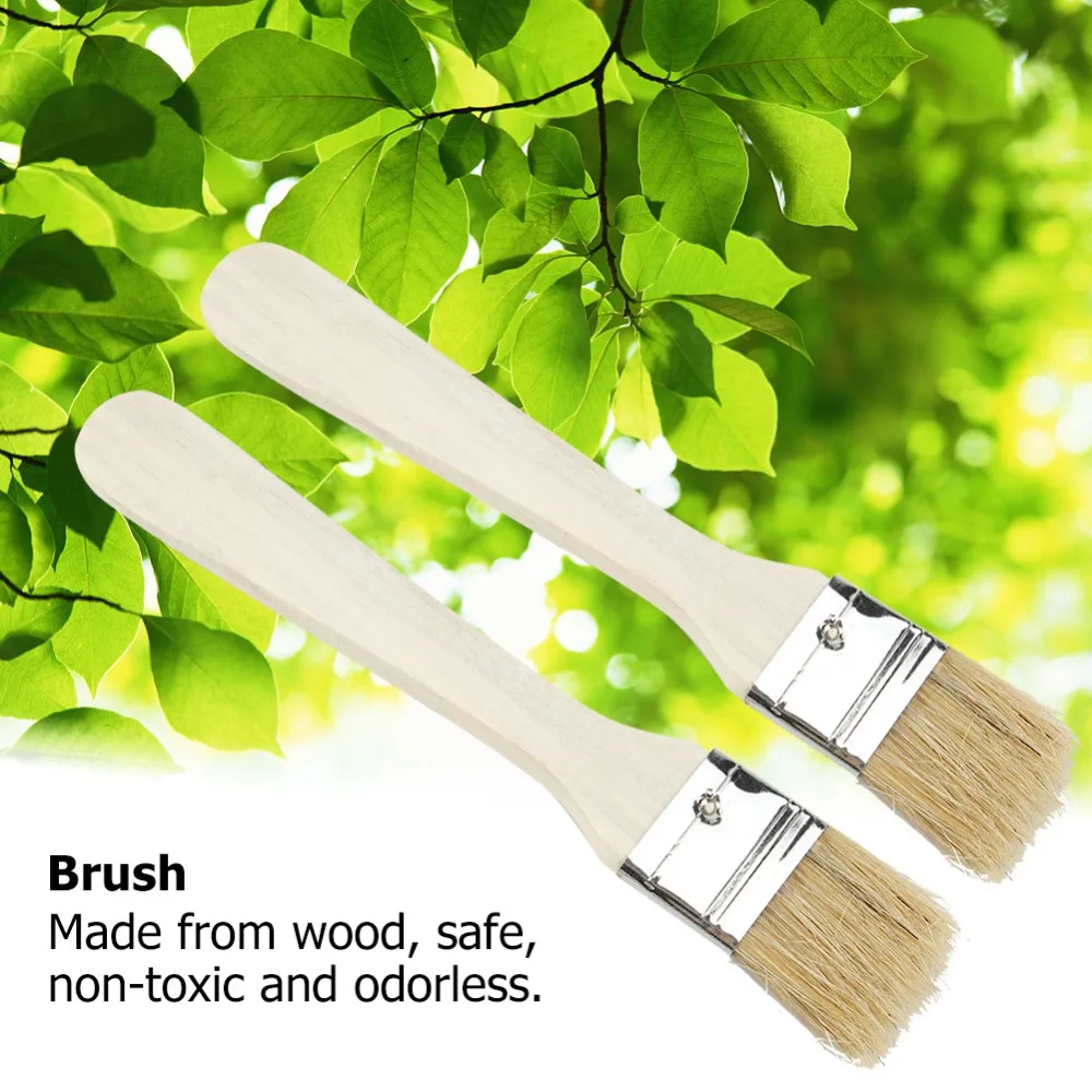 2PCS Lightweight Wooden Barbecue Brush Spread Oil Function Khaki Wooden Brush Spice Application Spice Brush Outdoor Cooking