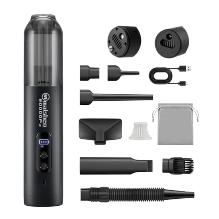 

Handheld Cordless Car Vacuum for car/home/pet hair/carpet use, ABS plastic body, black color, 5-in-1 versatility with 20000PA s