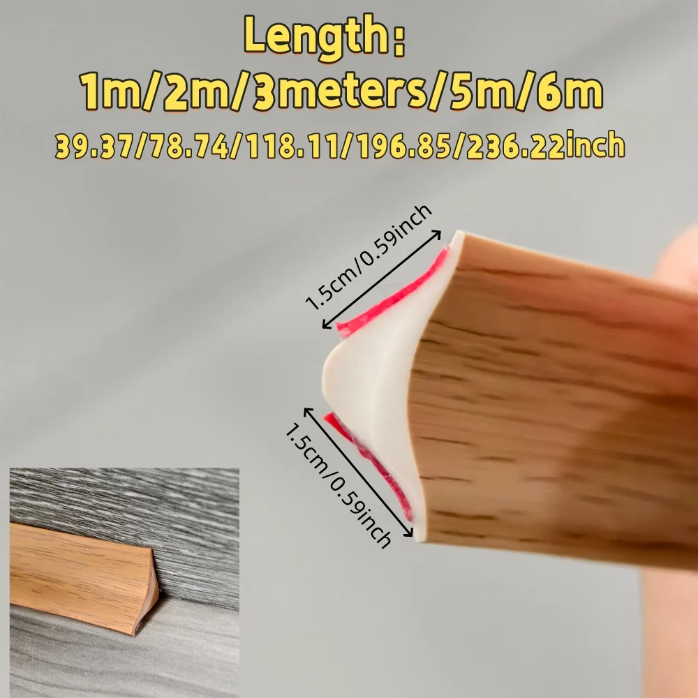 6/5/3/2/1inch Quarter Round Self-Adhesive Decorative Edging,Self-Adhesive Wall Corner Trim,Peel And Stick Edge Trim for Floor