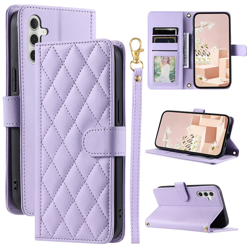 

For Samsung S25 S24 S23 S22 S21 Ultra Case Leather Wallet Phone Cases Note 20 10 9 8 Casing Phone Bag with Lanyard