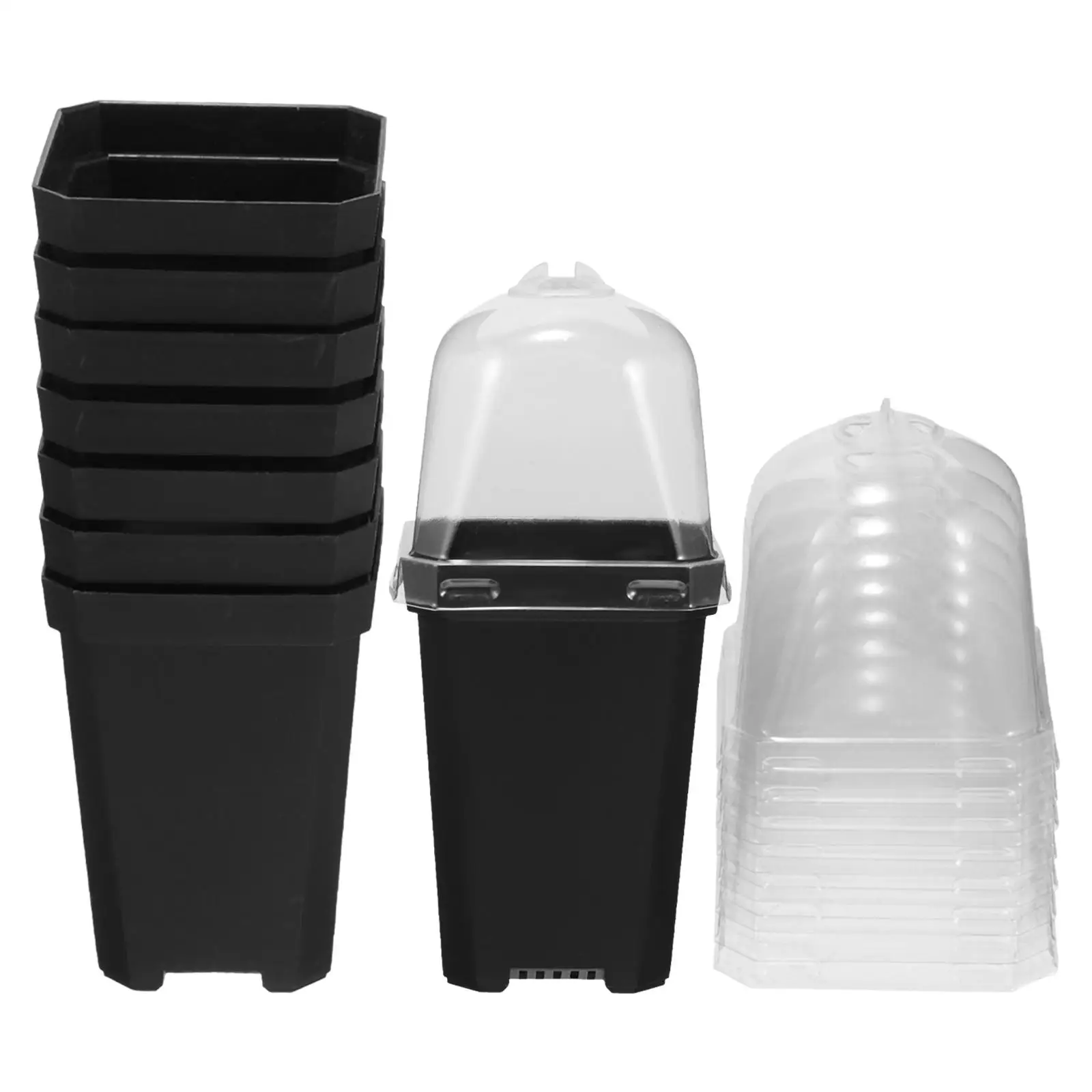 

1 set Nursery Pots Seedling Planting Small Flower Pot Drainage Holes Plastic Garden Dome Balcony Home Gardening Planter