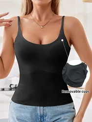 Girl'S V-Vest, Loose And Comfortable, With Small Straps And Built-In Bra Chest Pads, Breathable Vest