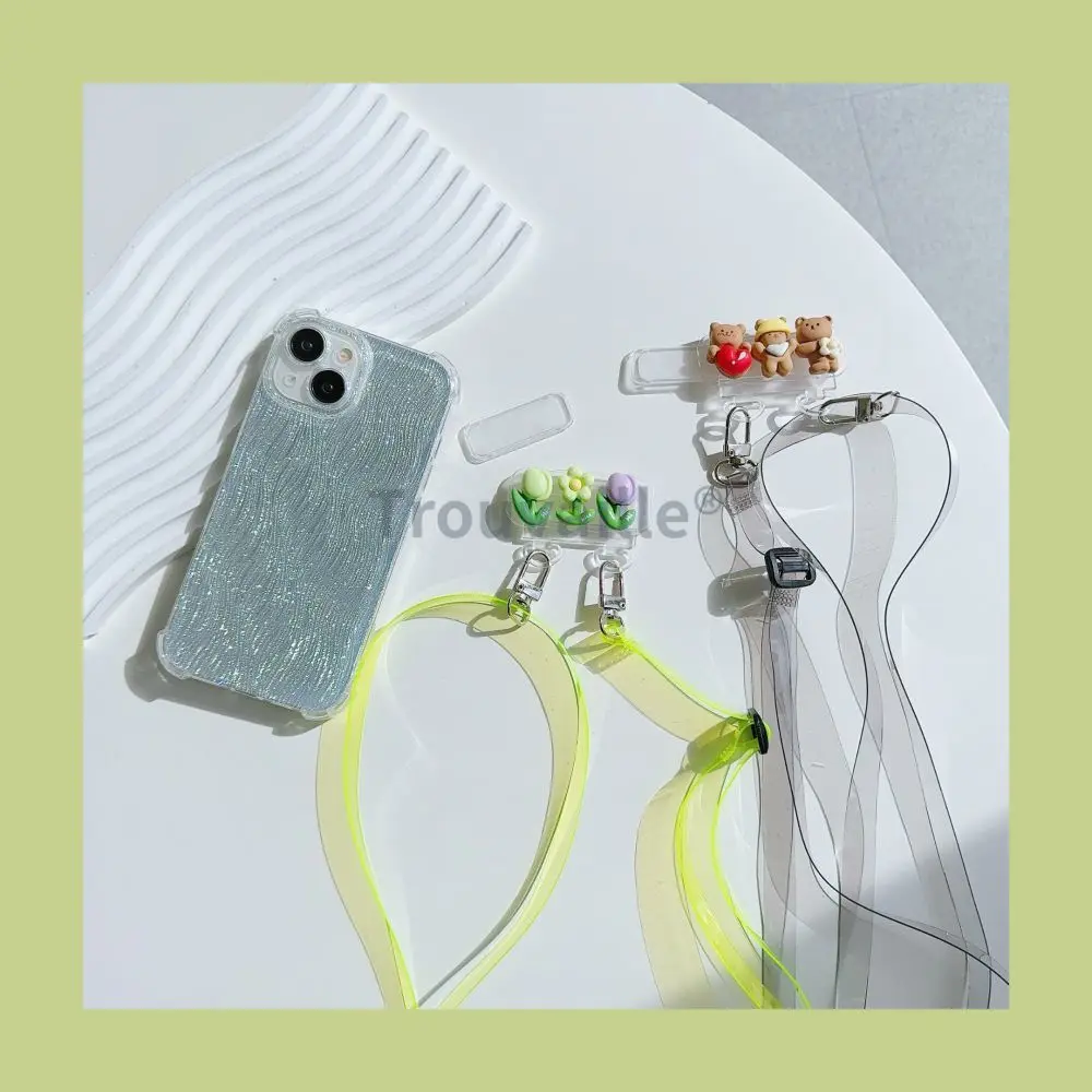 Trouvaille Neon Color Phone Charm Cellphone Lanyard Long Strap Cord With Adhensive Adapter Hook Accessories Women Summer Plastic