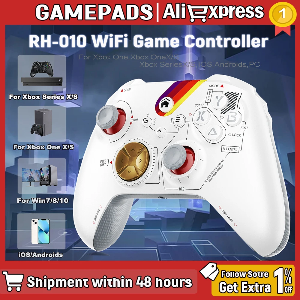 Controlador Wifi para Xbox One Series X/S, Mando de Juego para PC, Control para Xbox One con Sensor Giroscópico de 6 Ejes, Doble Vibración y Efecto Hall