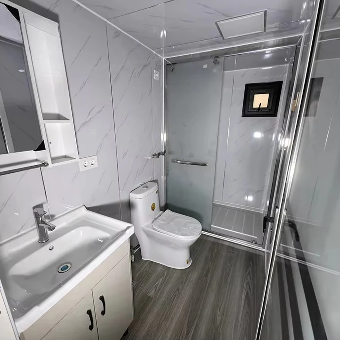 Movable Folding Container House 30ft 2 Bedrooms 1 Bathroom Kitchen Cabinets Breathable Wrap-Around Deck Contemporary Mobile
