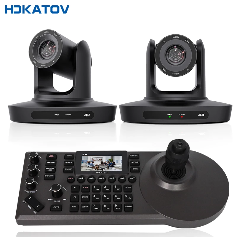 HDKATOV PTZ Camera Bundle 20x Optical Zoom AI Auto Tracking + PoE PTZ Camera Controller For Church Worship Education Events