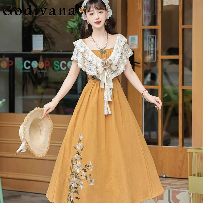 

Original Daily Lolita Style Dress for Women Lolita Vacation Pastoral Style Dress Female Japanese Sweet Elegant Dress and Cape