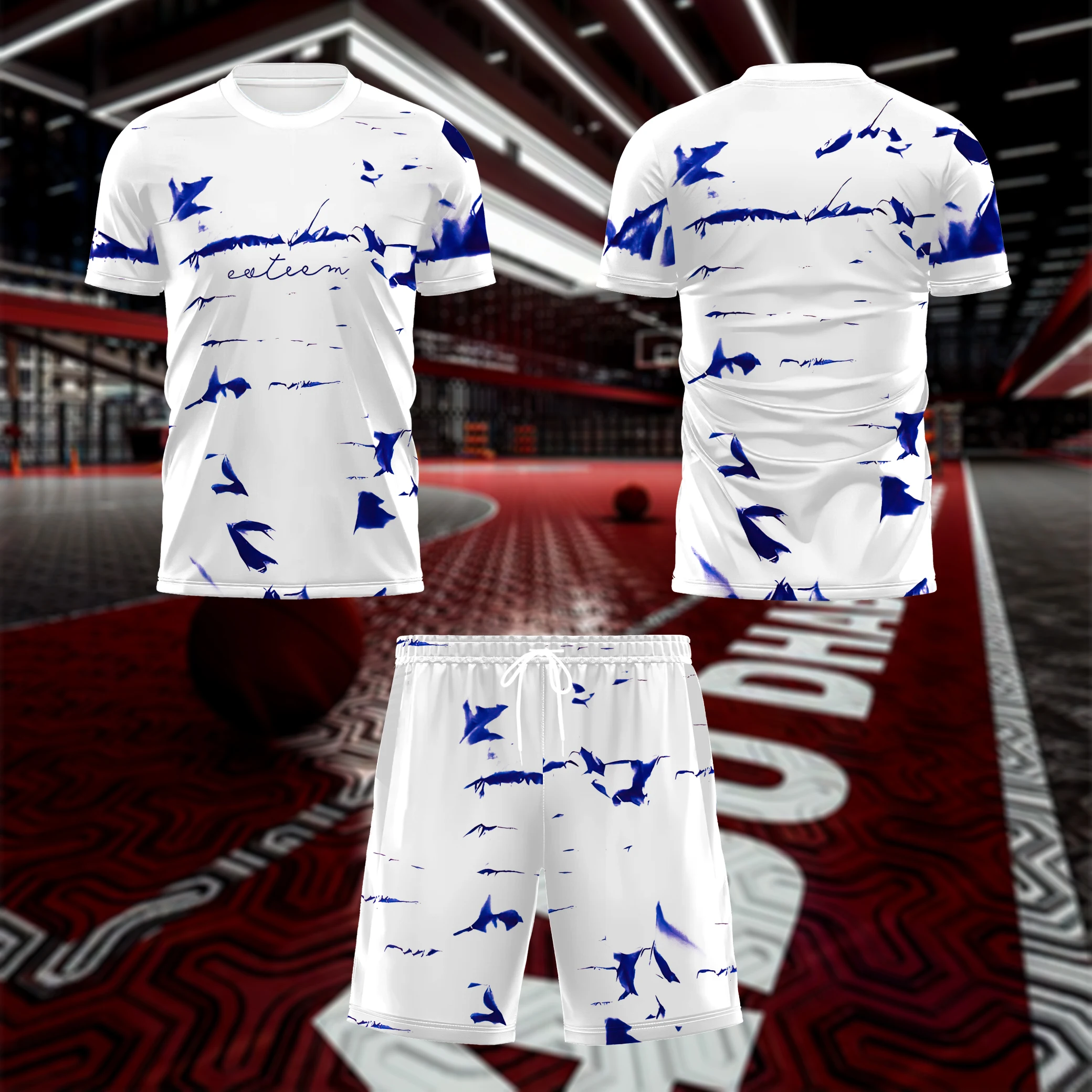 Fashion 3D Tie-Dye Print Men Short Sleeve T-Shirt Shorts Two Piece Sets Outdoor Tennis Sportswear Summer Run Fitness Suits