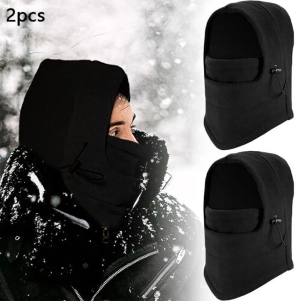 2PCS Balaclava Full Face Mask Men Women Cycg Ski Winter Warm Neck Motorbike