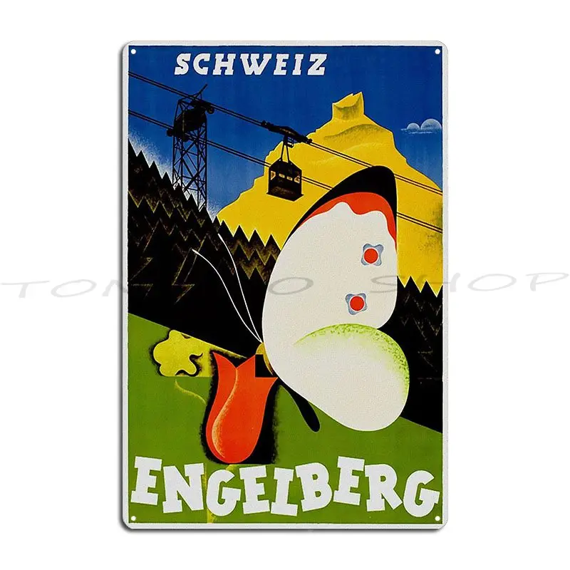 Vintage Engelberg Switzerland Travel Metal Sign Wall Cave Wall Decor Home Garage Plaques Custom Tin Sign Poster