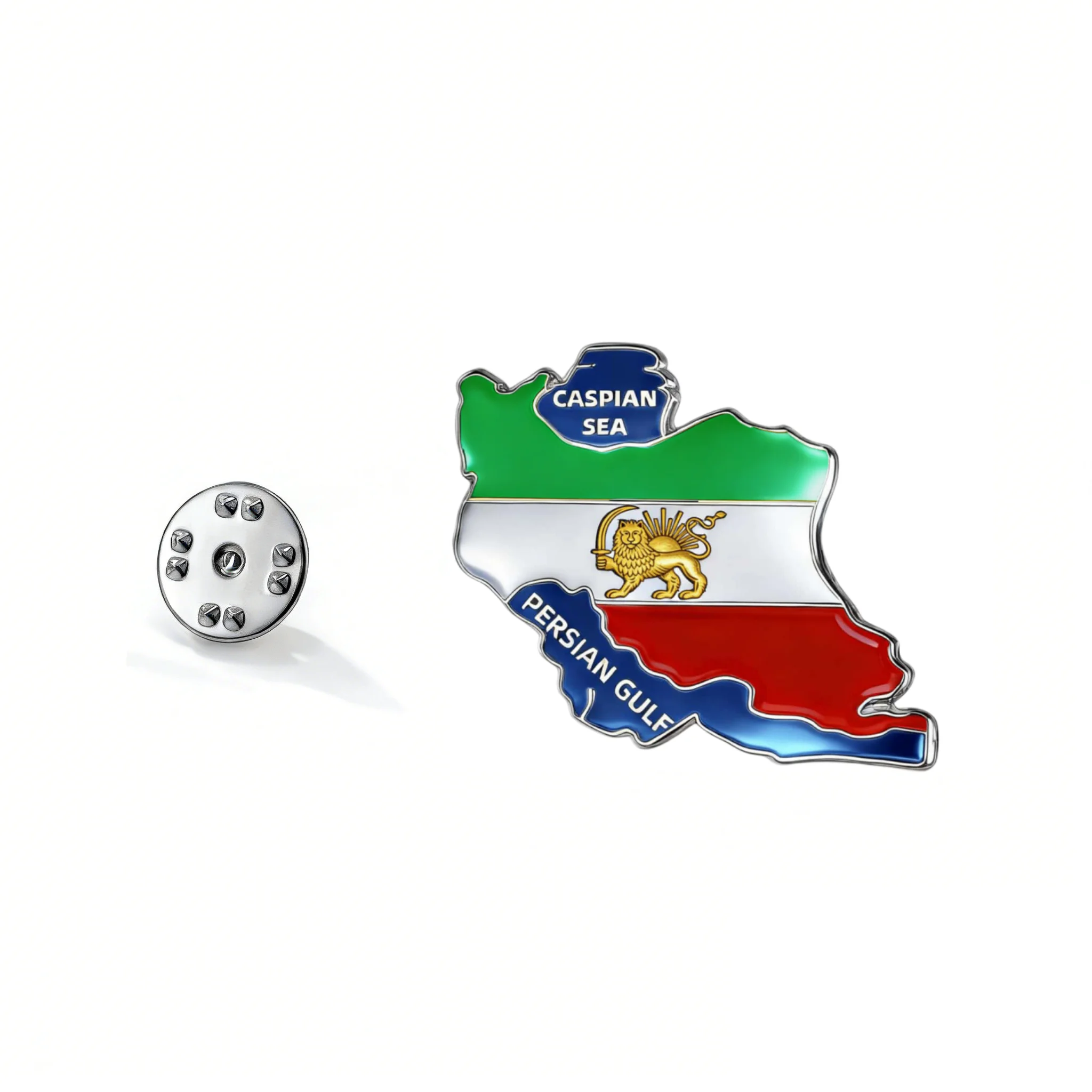 CoolTime Historische Iran-Flagge Anstecknadel Persisches Reich Karte Brosche Löwe & Sonne Flagge Sammlerstück Pin mit Kaspischer See Persischer Golf – Detail 8