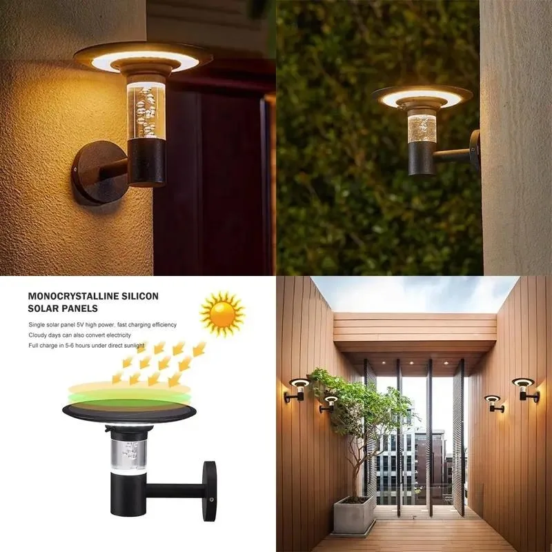 for Solar wall light UFO IP65 LED waterproof two-color light, aluminum garden courtyard corridor balcony corridor hotel