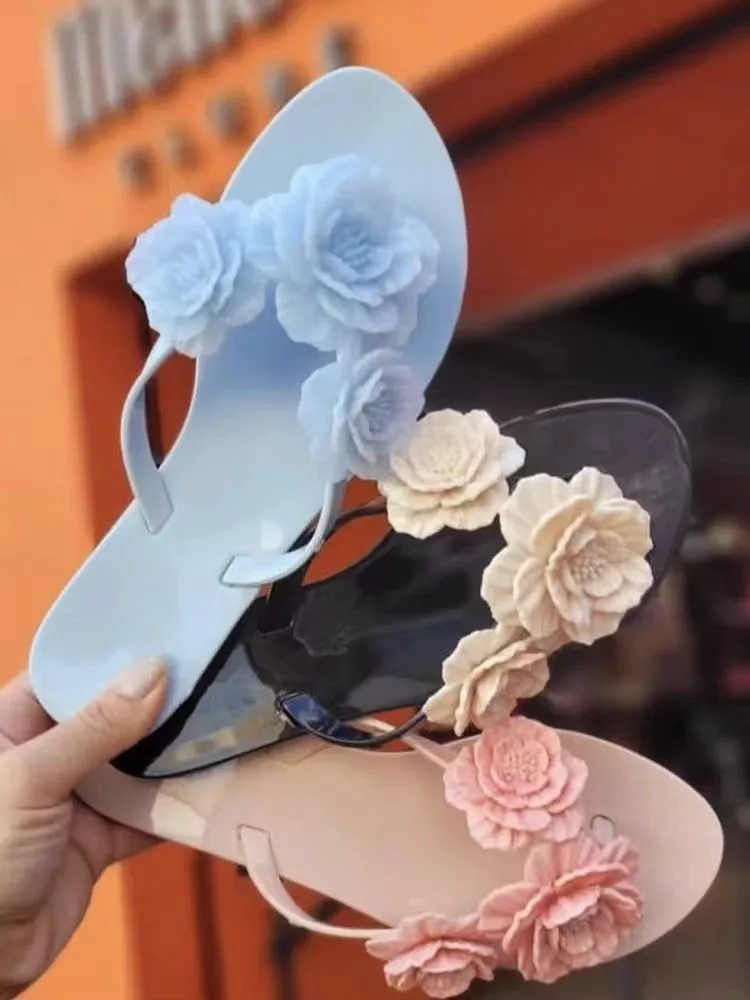 Original Brand 2024 Summer Ladies New Flip-flop Hot Sale Women's Camellia Flat Casual Beach Shoes Girl Slippers SM251