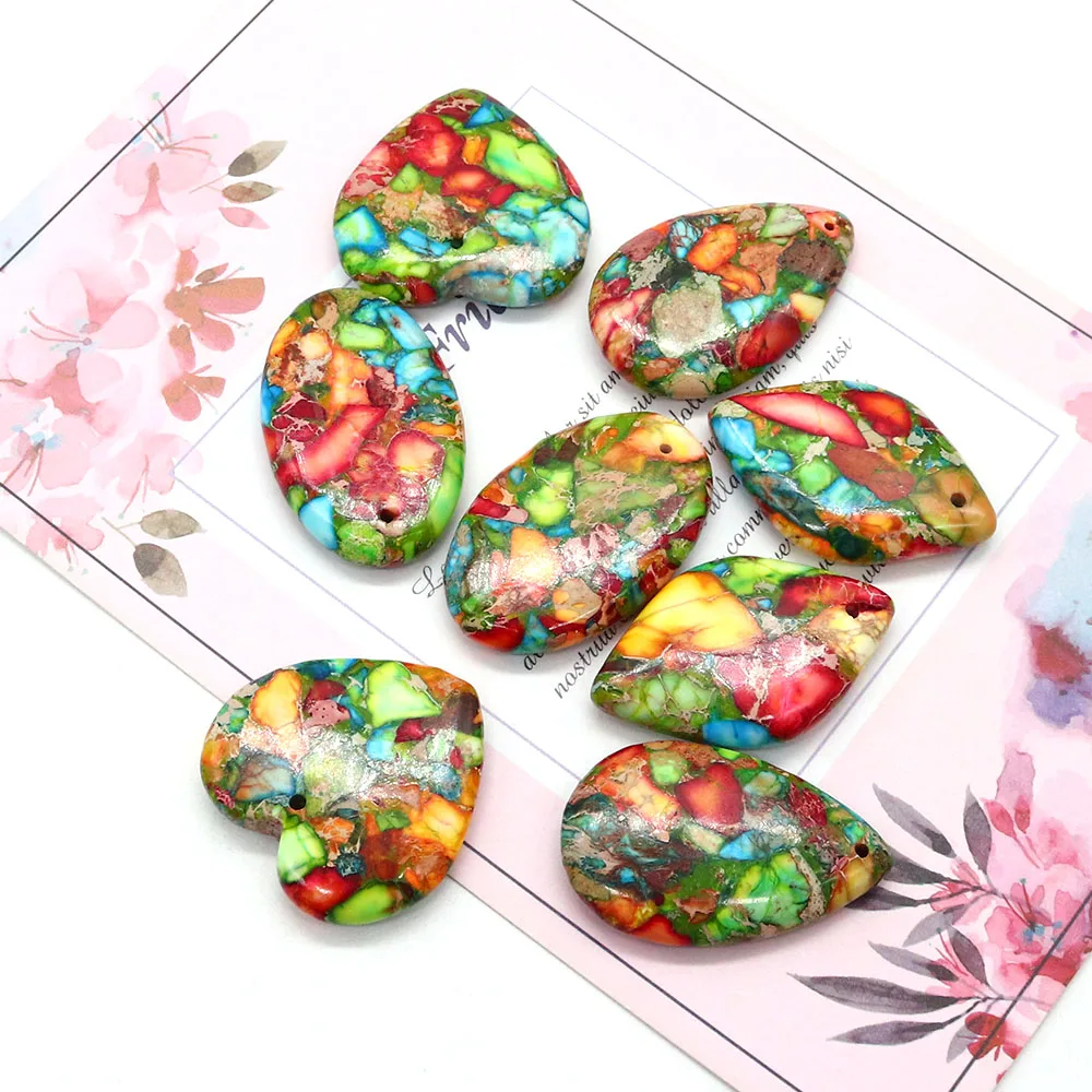 30x30mm Heart Shape Emperor Stone Pendants Rhombus Water Drop DIY Materials for Necklace Women DIY Jewelry Making Accessories