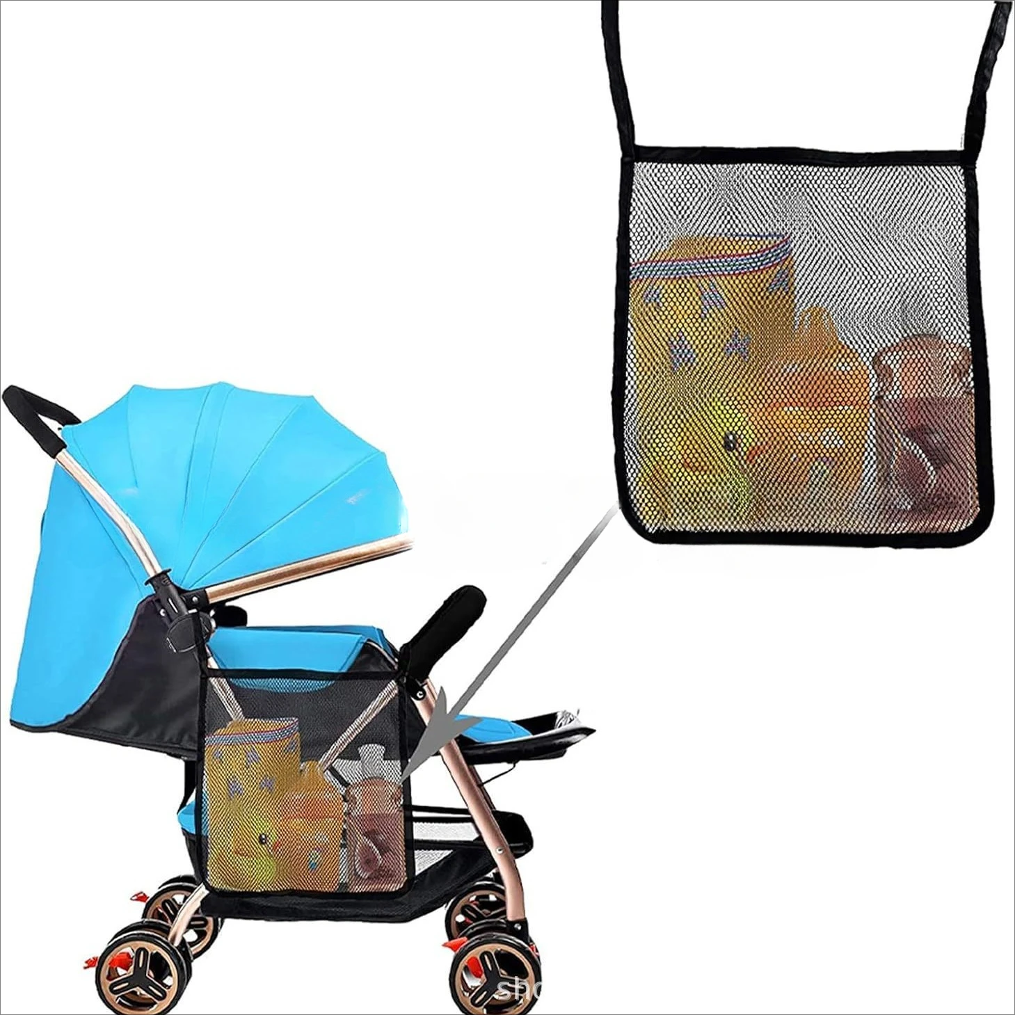 

1PC Pushchair Pram Mesh Bag Baby Stroller Storage Bag Portable Outdoor Mesh Bags Organizer Baby Stroller Travel Accessories