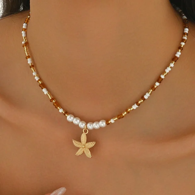 Fashionable  Natural Seashell Beaded Necklace Shell Pendant Ocean Inspired Jewelry Choker Suitable For Women Holiday Party Daily