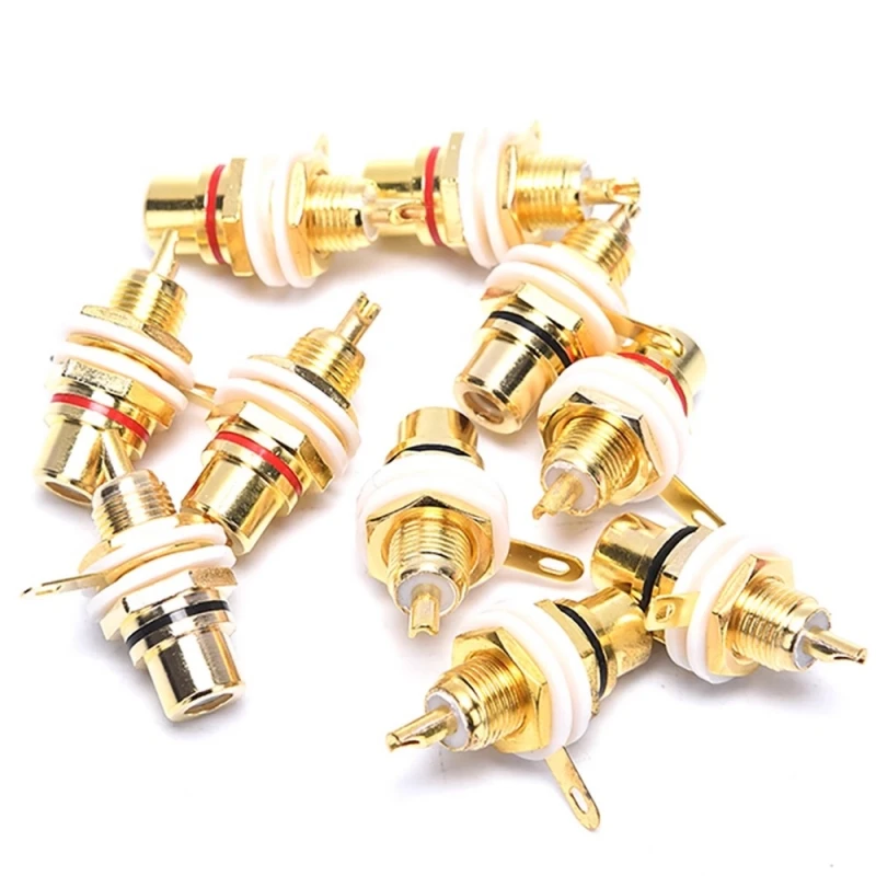 2/10pcs Gold-plated Lotus Female Socket Av Lotus Plug Rca Lotus Female Socket Audio Audio Amplifier Socket Black/red