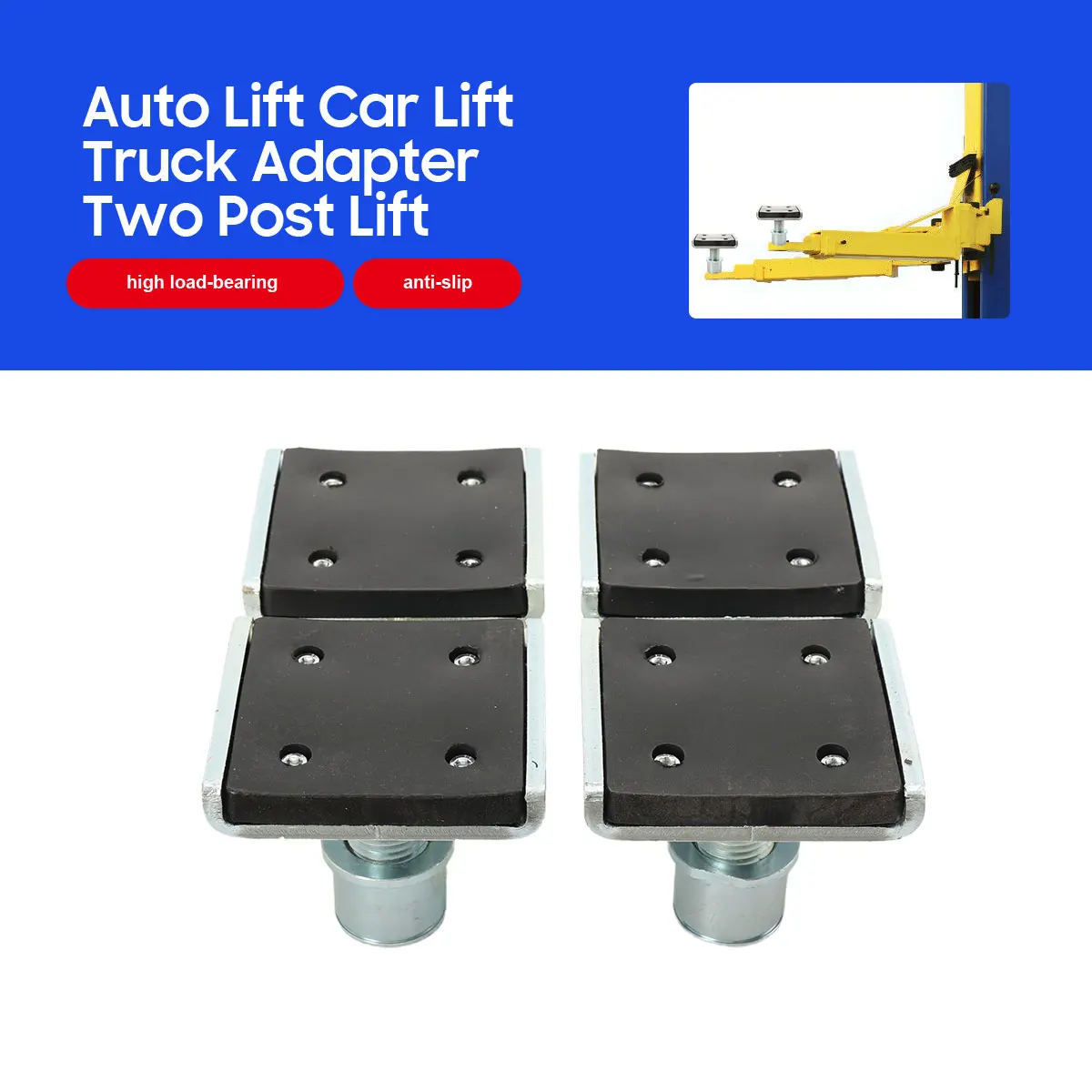 

4pcs Auto Lift Car Lift Truck Adapter Two Post Lift Vehicle Adapter 3-5 Tons Load Lift Square Tray Lift Outrigger Accessories