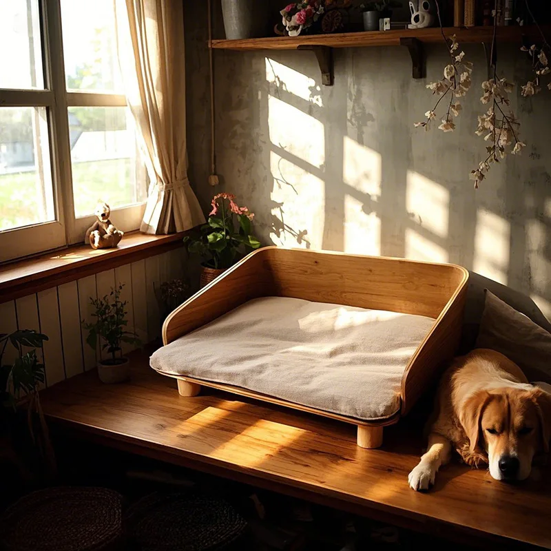 Solid Wood Dog Bed, Pet Sofa, Cat's Nest, Kennel, Dismantling and Washing in Summer, Universal in All Seasons