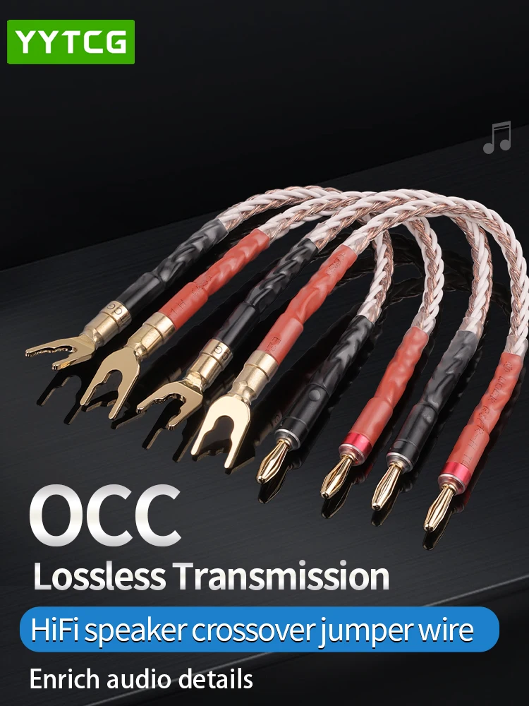 Kabel głośnikowy HiFi 4 szt. Mostek/Przewód połączeniowy Audio Over Machine Line 7N OCC Pozłacany Złotem Wtyk Bananowy Y Przewód Głośnikowy — zdjęcie produktu 7