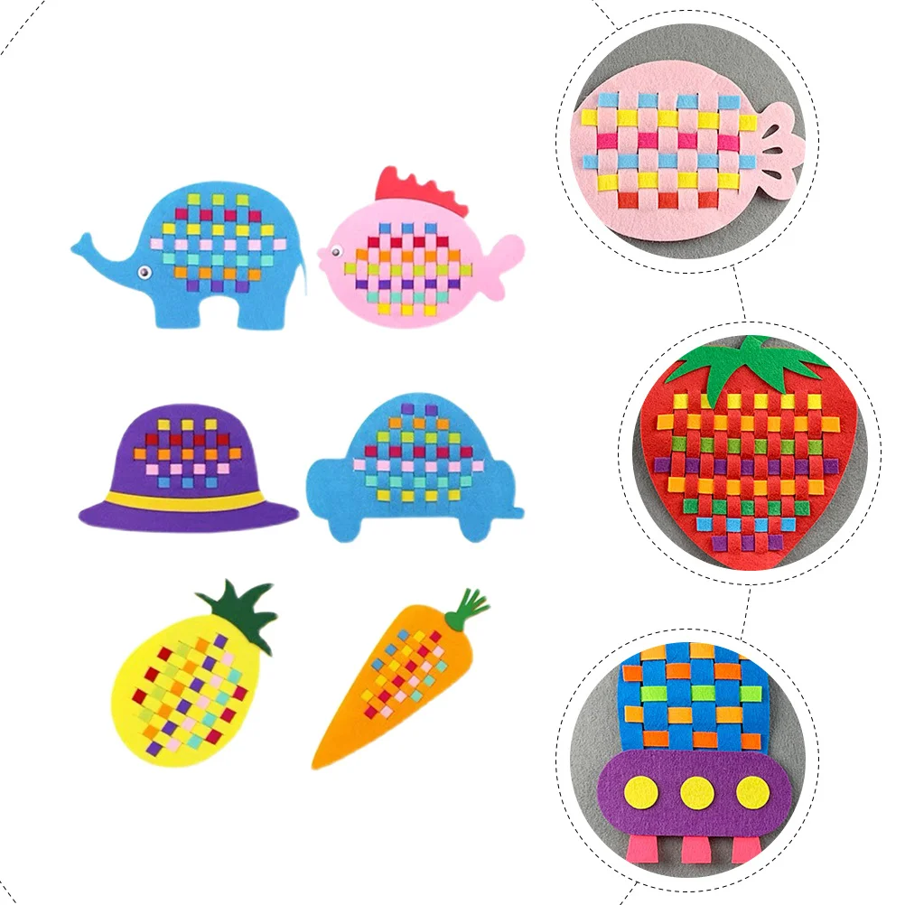 

6pcs Kindergarten Weaving Non Woven Fabric Diy Educational For Kids Early Learning Preschool Handmade Plaything