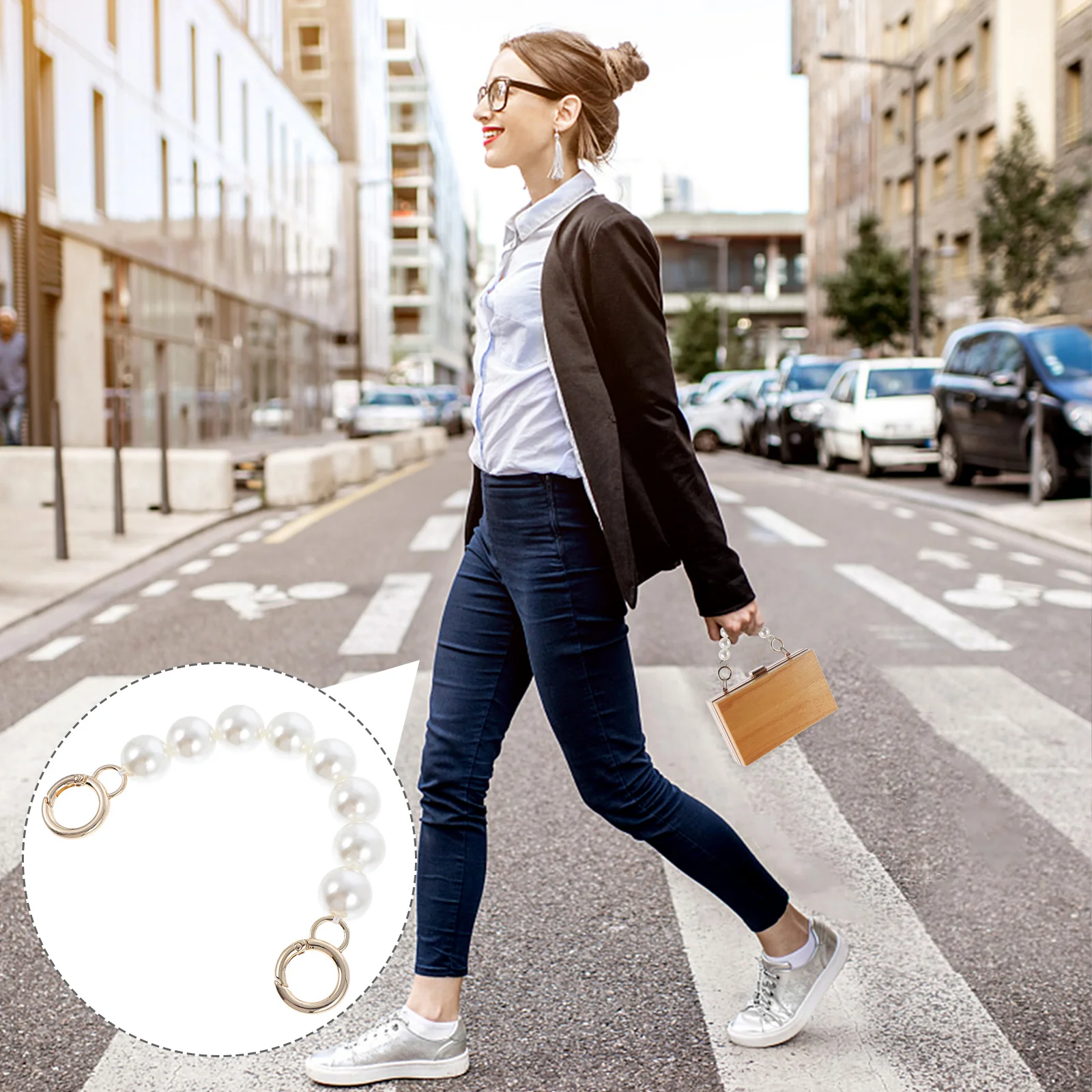 حقيبة يد سلسلة استبدال حزام اللؤلؤ الزخرفية التبعي DIY حقيبة الملحقات المشبك تصميم مريح دائم المألوف #1