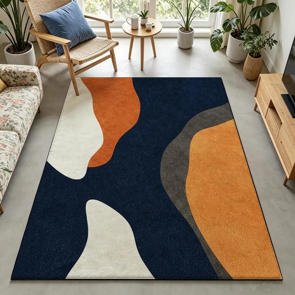 2D 1 Piece Abstract Modern Soft Comfortable Easy to Clean Machine Washable Indoor Rug Suitable for Under Dining Table, Living Room Sofa, Bedroom Bed, Entryway Hall, Home Office, Rustic Home Decoration