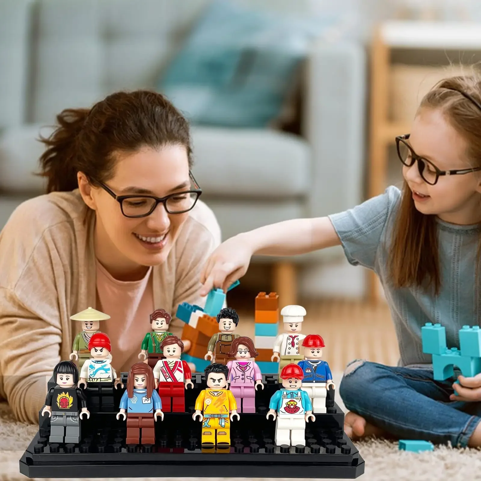 Acrylic Minifigures Display Case, Stackable and Dustproof Building Block Display Box for Lego Action Figure Toys Storage