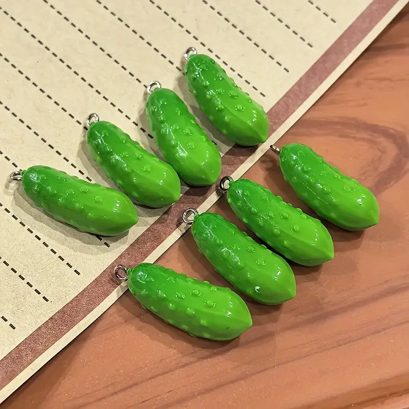 5/10pcs Per Pack Simulation Vegetable Cucumber Resin Pendants, DIY Earrings Keychain Charms, Jewelry Making Supplies Accessory