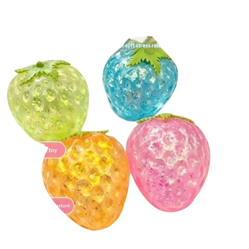 Strawberry Shaped  Squeeze Fidget Toy Soft Stress Relief Toy for Kids Preschool Classroom Rewards Gifts