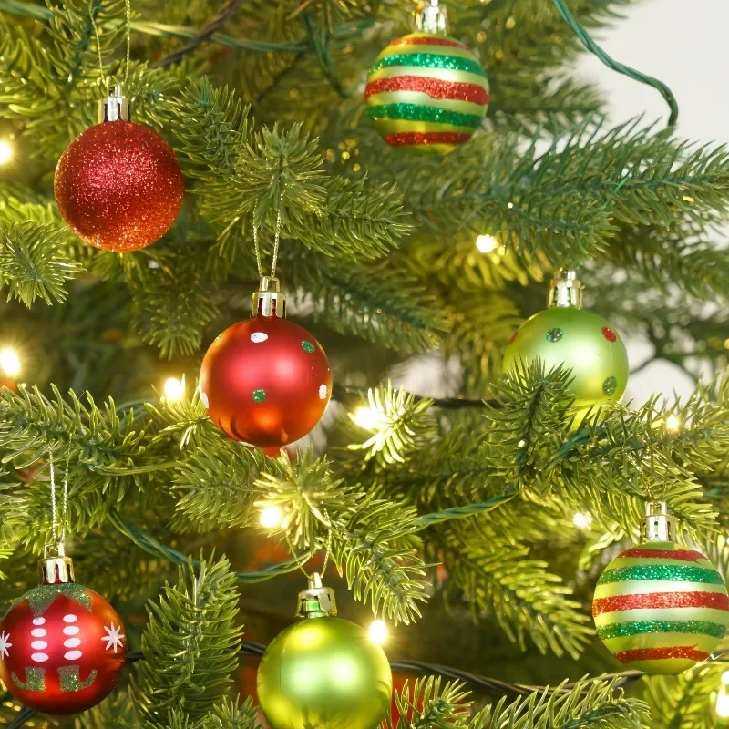 50 قطعة عيد الميلاد الكرة الديكور الأحمر الأخضر رسمت عيد الميلاد الكرة الحلي مجموعة 40 مللي متر معلقة عيد الميلاد الكرة لحفل زفاف عيد الميلاد