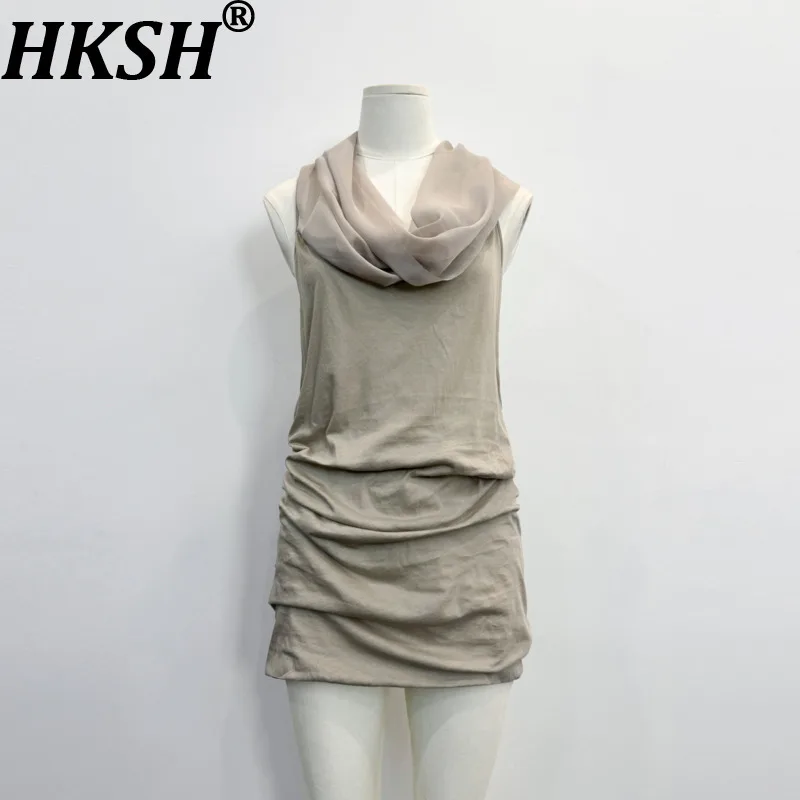 HKSH Women Top Dark Style Halter Collar Sexy Backless Elegant Fashion Casual Sleeveless Slim Fit Niche Ins Spring Summer HK26523