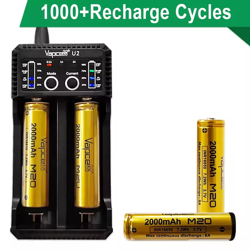 Original Vapcell 16650 M20 Batterie 2000 mah 3,7 V 8A Wiederaufladbare Lithium-Batterie INR 16650 für Taschenlampe Power werkzeug Spielzeug