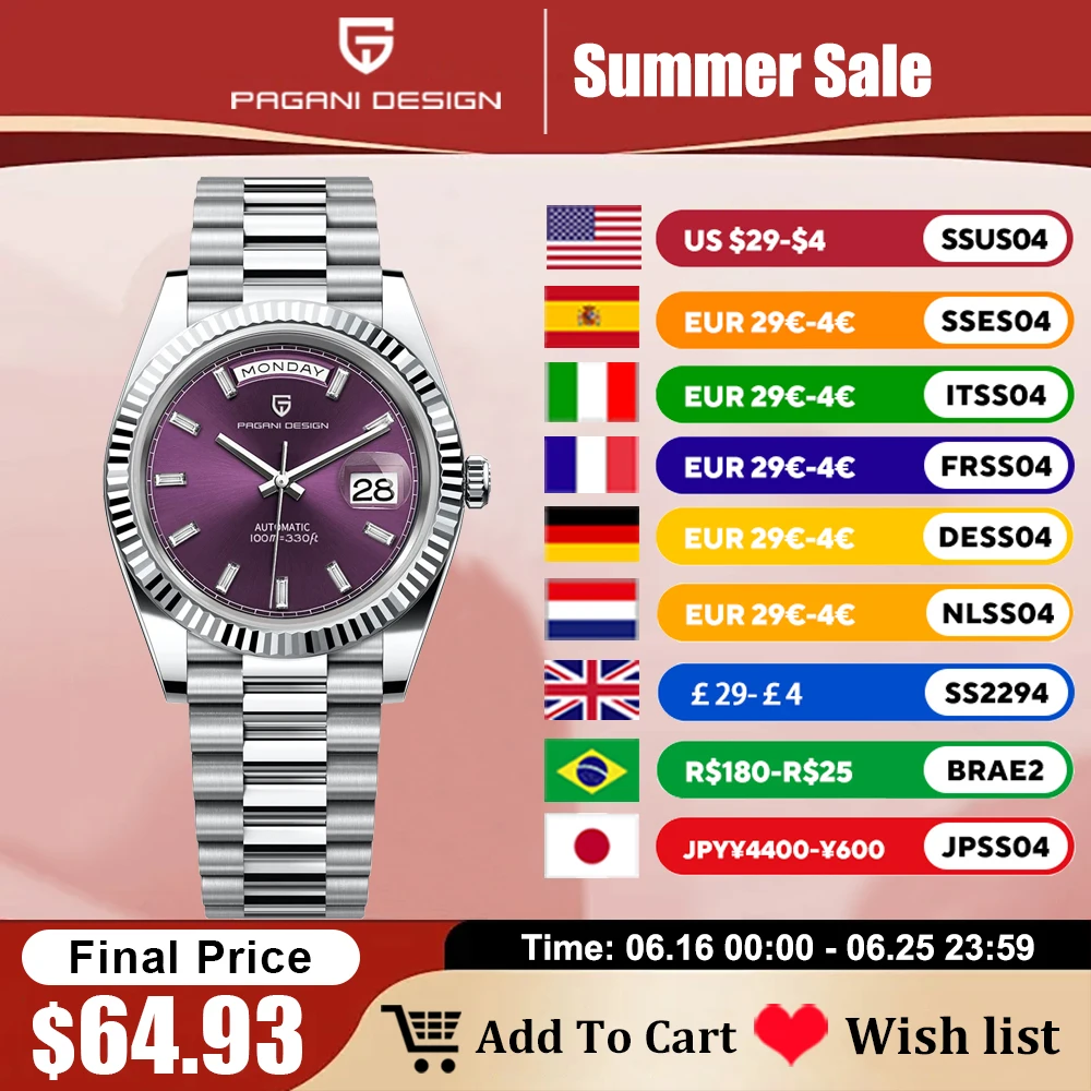 PAGANI DESIGN DD40 Men's Watches 2025 Top Luxury Automatic NH36A Mechanical Wristwatches AR Sapphire Mirror Watch For Men Clock