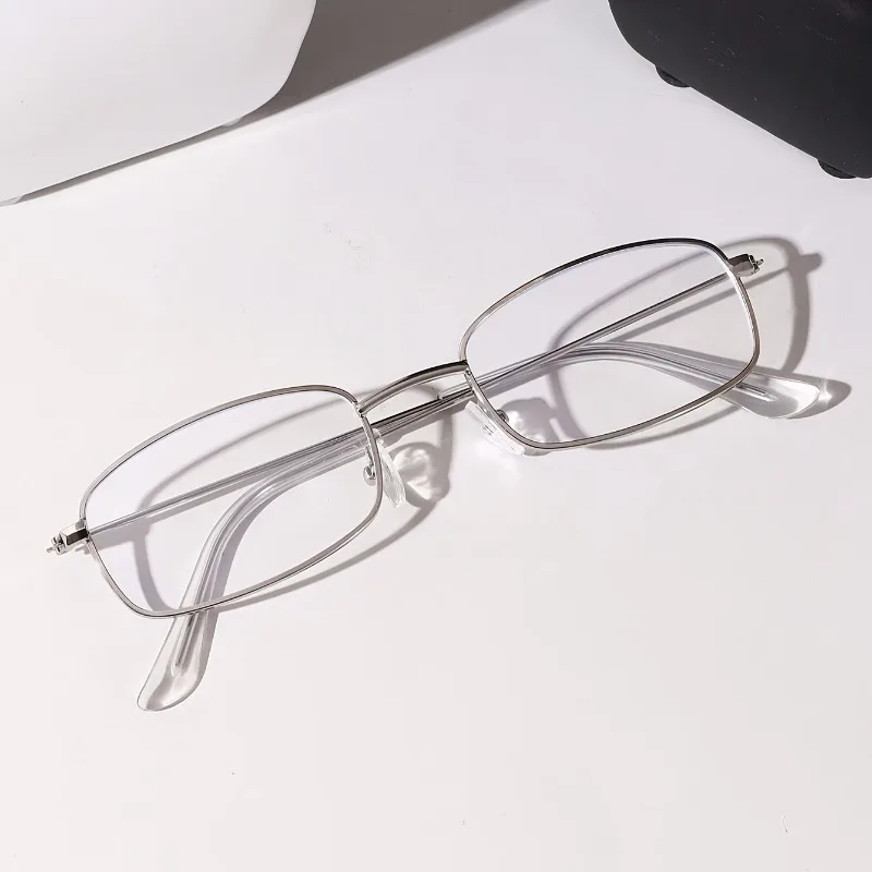 Transparente Brillen für Damen, blaues Licht blockierende Brille, Retro-Brille, UV400, silberne Computerbrille