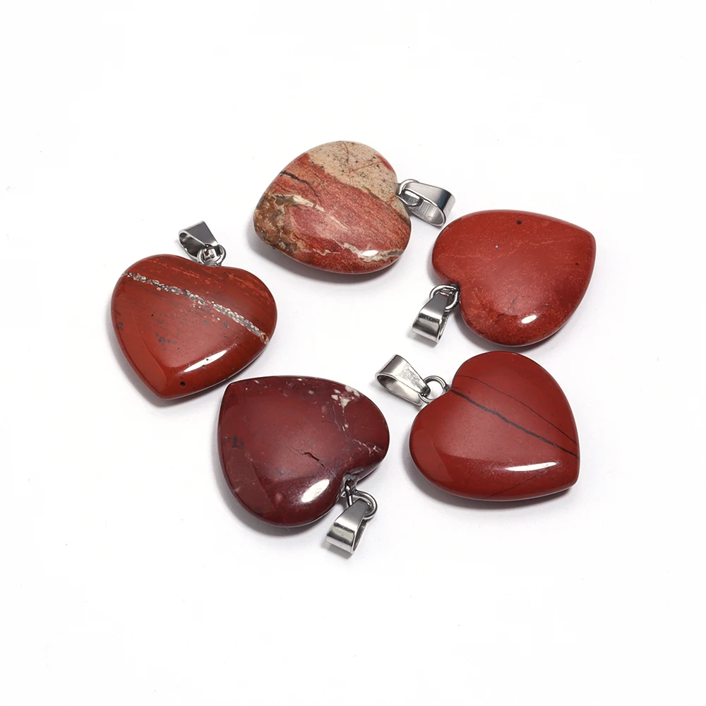 Natural Stone Mix Color Heart Shape Charms for DIY Making