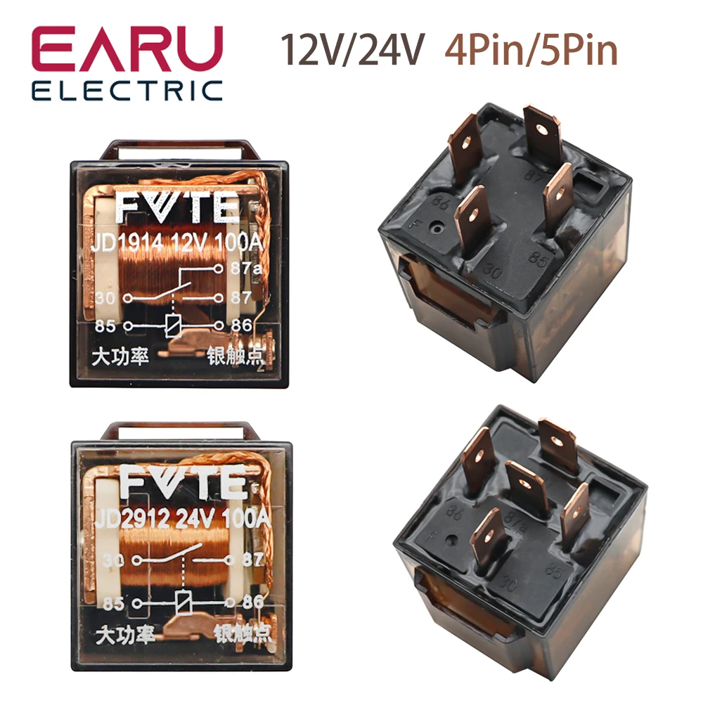 Relais automobile étanche 12V, 100a, 5 broches, dispositif de contrôle de voiture SPDT, DC 24V, commutation de haute capacité, 1 pièces
