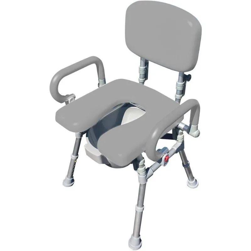 كرسي دش قابل للطي، مساند للذراعين مبطنة مقاس XL قابلة للطي وقابلة للطي، تتضمن سطل صوان مجاني، رمادي - تخفيضات كبيرة #1