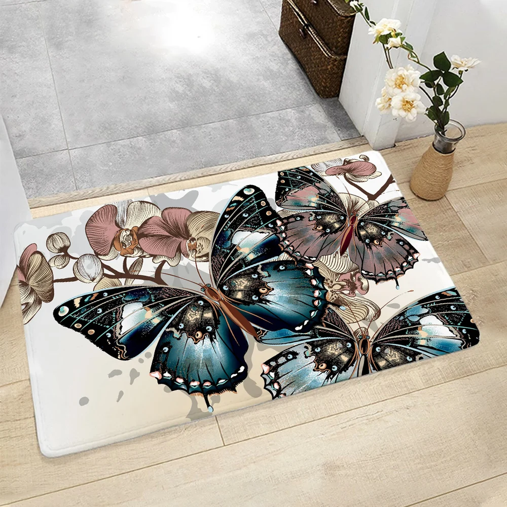 CLOOCL Fashion Non-slip Door Mat Beautiful Butterfly 3D Print Decorative Mat Rug Hallway Doorway Bedroom Carpet