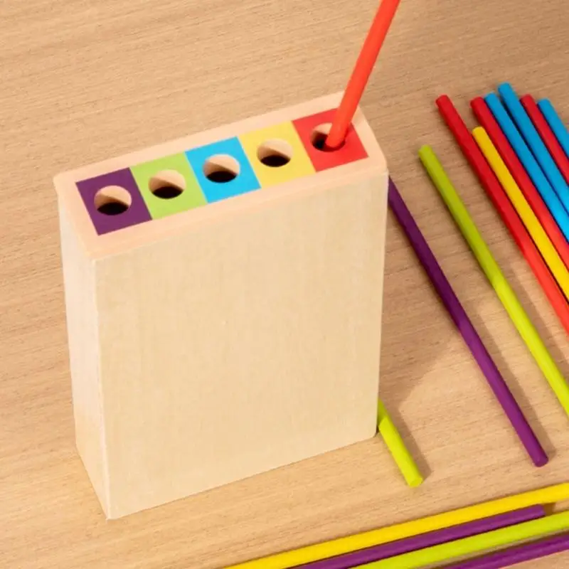 Jeu Puzzle éducatif en bâton bois pour adultes, jouet pour améliorer Concentration reconnaissance des couleurs,