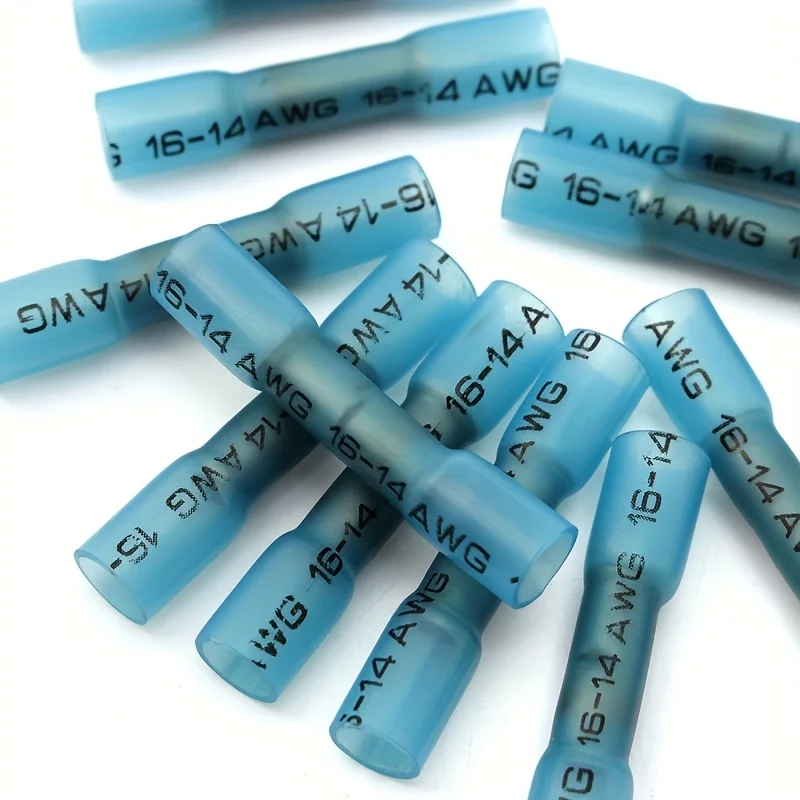 100/200PCS Assorted Fullly Insulated Heat Shrink Butt Splice Connectors Waterproof Crimp Terminals Soldering Sleeve Kit