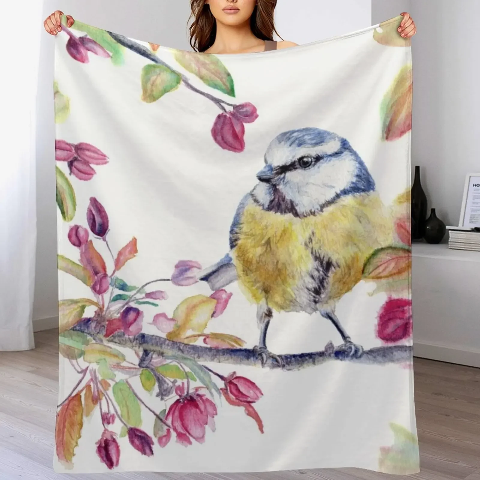

Springtime Bird Throw Blanket Shaggy Furry Blankets For Baby Retros Blankets