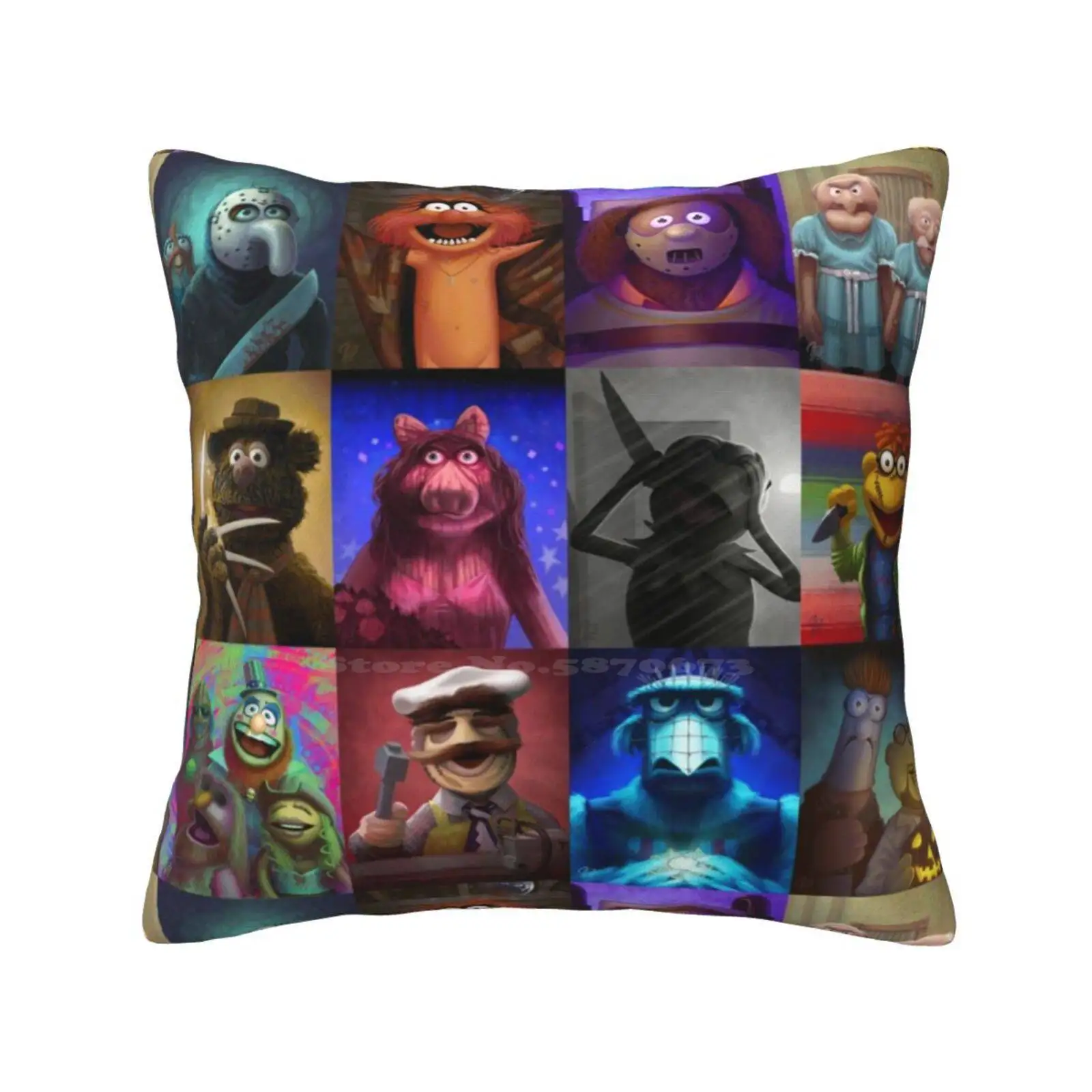 Maniacs Series 1 Funny Cute Decor Square Pillowcase Piggy Beaker Scooter Fozzie Animal Statler Waldorf Swedish Chef Sam Eagle