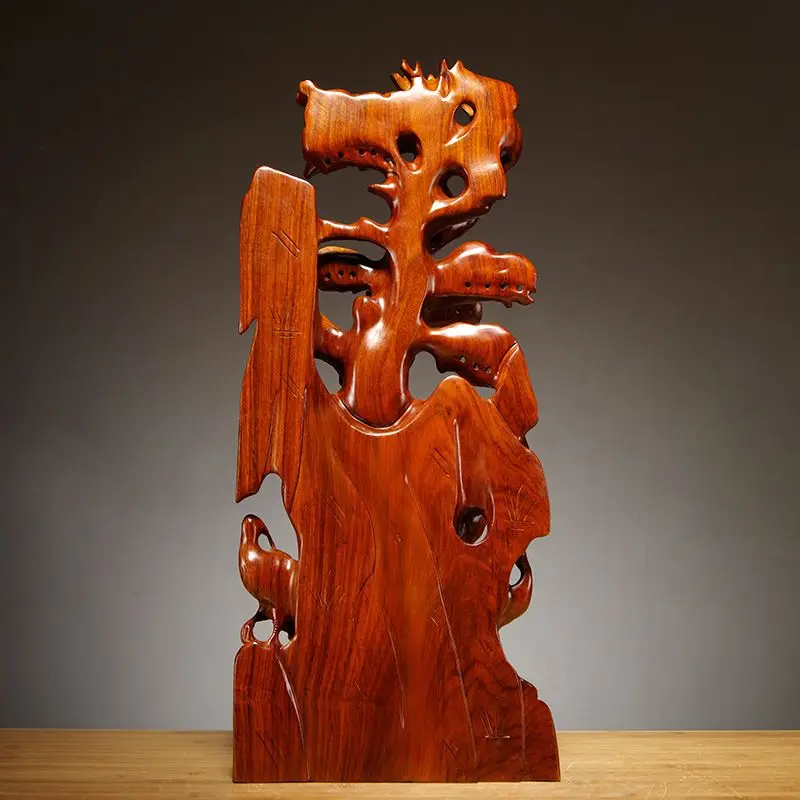 rosewood pine crane ornament mahogany carving collection home living room decoration