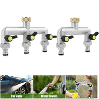 2/3 Way Hose Splitter 3/4-Inch Zinc Alloy Garden Faucet  Individual On/Off Valve Outdoor Watering Connector Distributor
