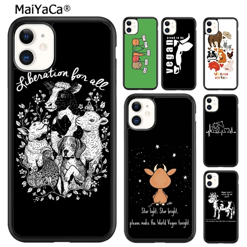 MaiYaCa Vegan Vegetarians Animal Love Quotes Phone Case For iPhone 16 15 SE2020 6 7 8 plus 11 12 mini 13 14 pro max  coque